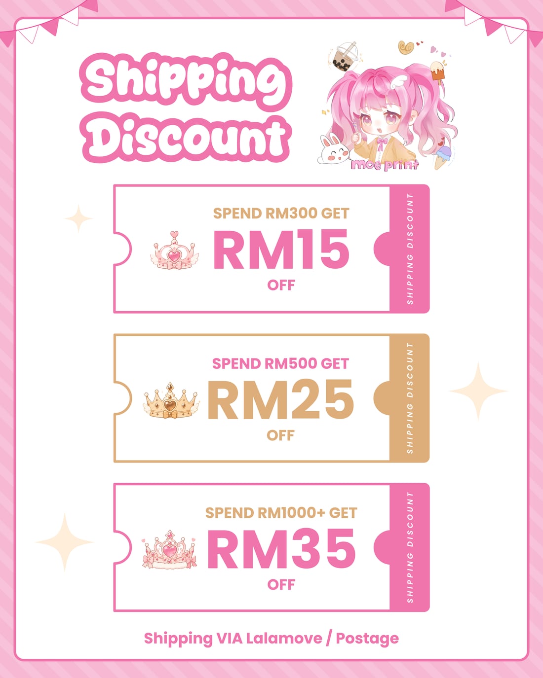 Moe Print shipping discount promotion